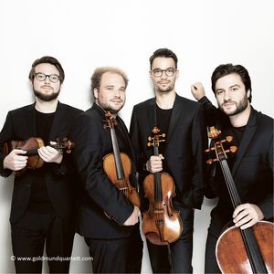 Das Goldmund Quartett mit Instrumenten