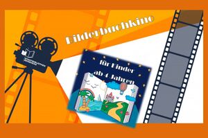 Ein Projektor, ein Bilderbuch und ein Filmstreifen sind abgebildet