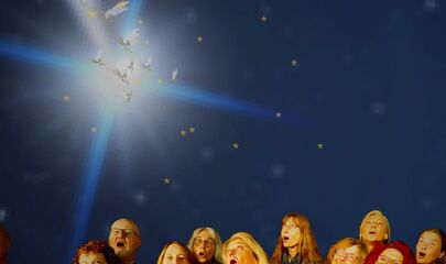 Menschen untern Himmel mit Riesensternschnuppe oben, führt zum Kalendereintrag